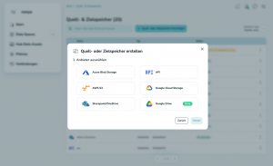 Quell- oder Zielspeicher erstellen
