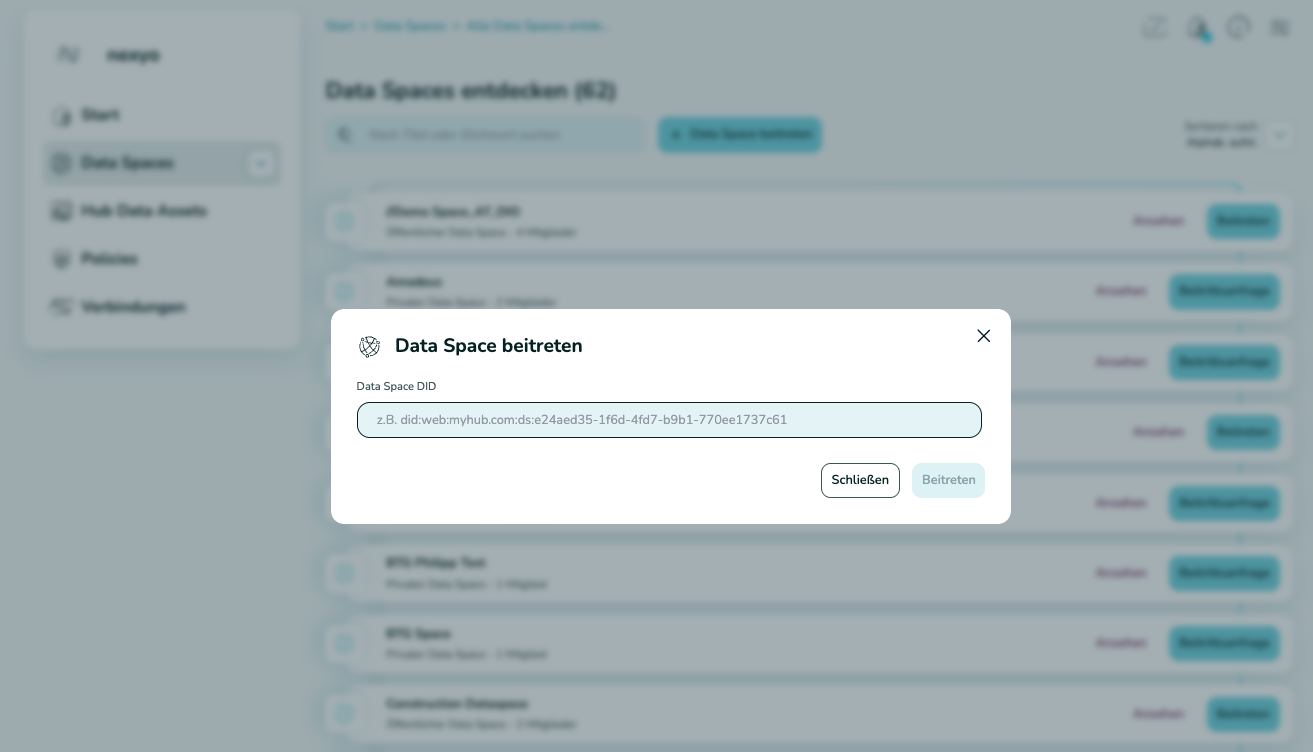 Data Space beitreten